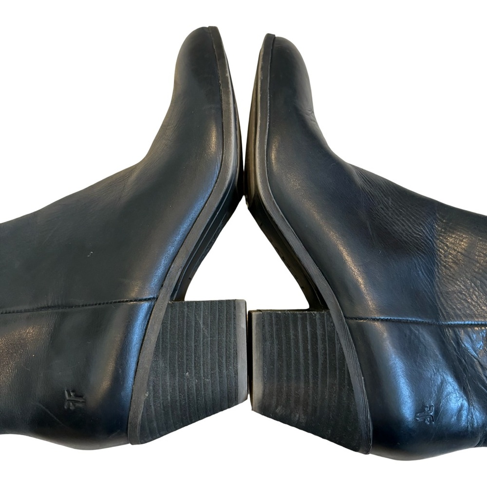 Frye Megan Black Leather Ankle Boots Western Minimalist Coastal Cowgirl, Sz 8.5 - Picture 9 of 16